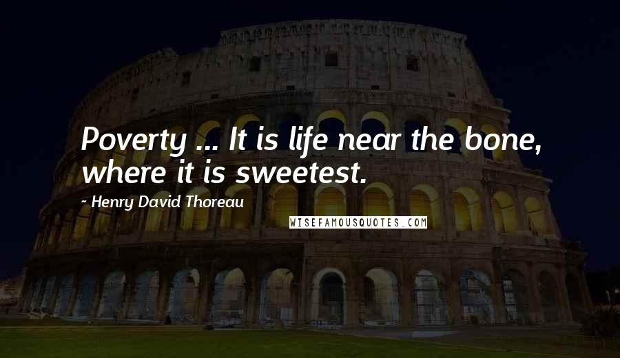 Henry David Thoreau Quotes: Poverty ... It is life near the bone, where it is sweetest.