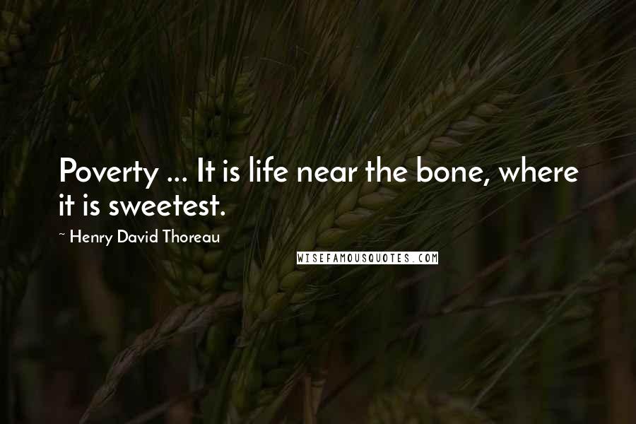 Henry David Thoreau Quotes: Poverty ... It is life near the bone, where it is sweetest.