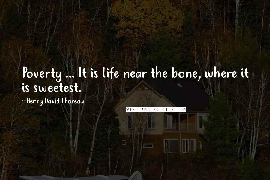 Henry David Thoreau Quotes: Poverty ... It is life near the bone, where it is sweetest.