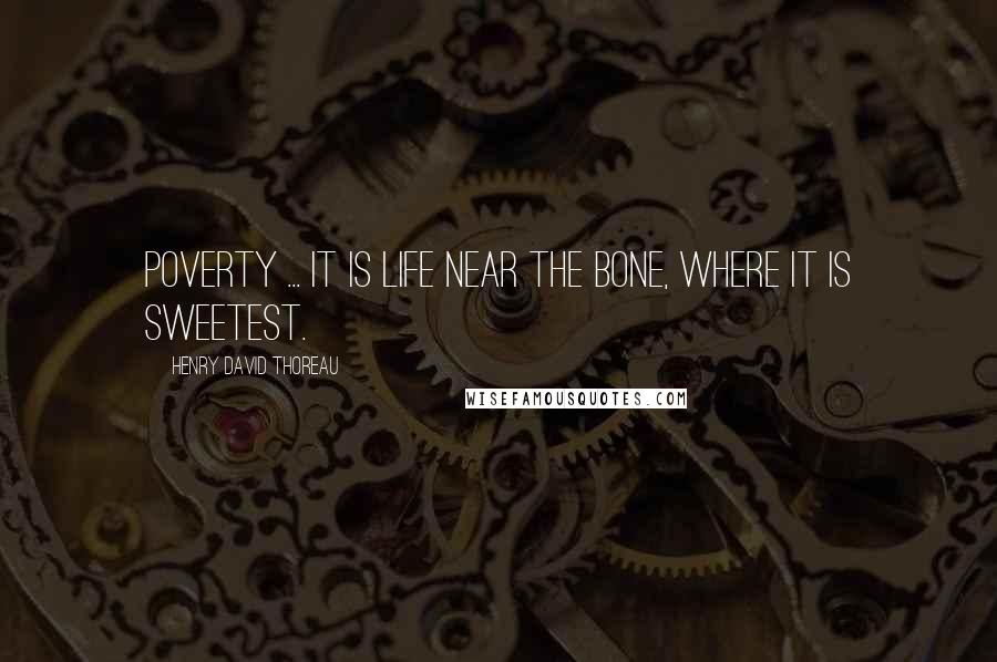Henry David Thoreau Quotes: Poverty ... It is life near the bone, where it is sweetest.