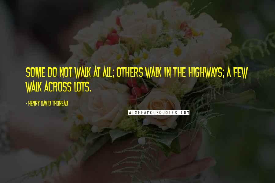 Henry David Thoreau Quotes: Some do not walk at all; others walk in the highways; a few walk across lots.