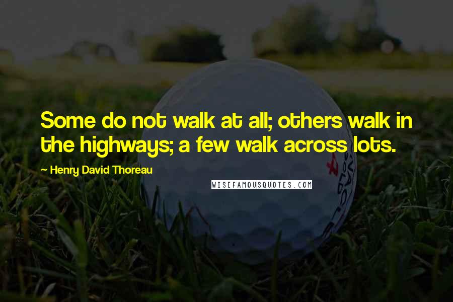 Henry David Thoreau Quotes: Some do not walk at all; others walk in the highways; a few walk across lots.