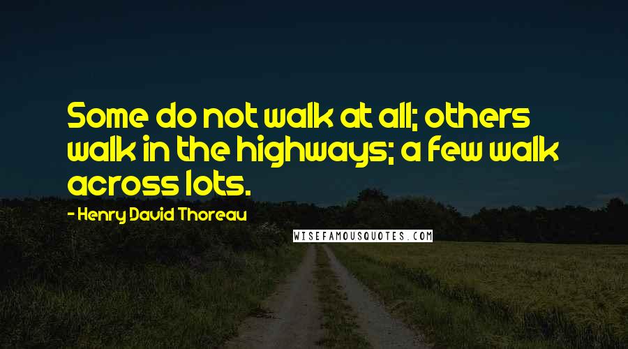 Henry David Thoreau Quotes: Some do not walk at all; others walk in the highways; a few walk across lots.