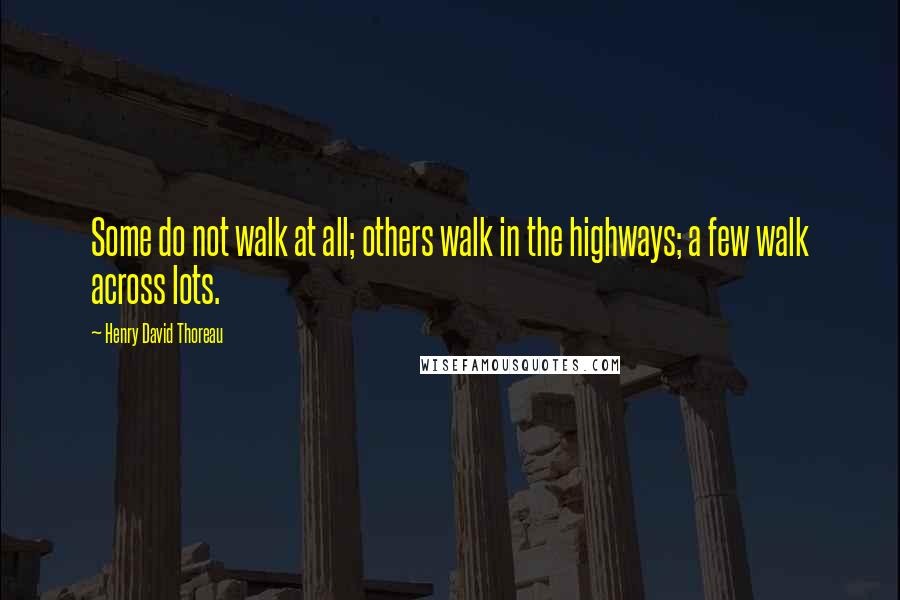 Henry David Thoreau Quotes: Some do not walk at all; others walk in the highways; a few walk across lots.