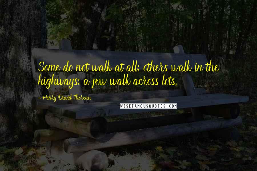 Henry David Thoreau Quotes: Some do not walk at all; others walk in the highways; a few walk across lots.