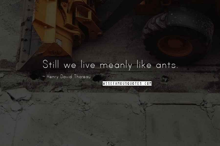 Henry David Thoreau Quotes: Still we live meanly like ants.
