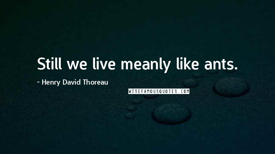 Henry David Thoreau Quotes: Still we live meanly like ants.