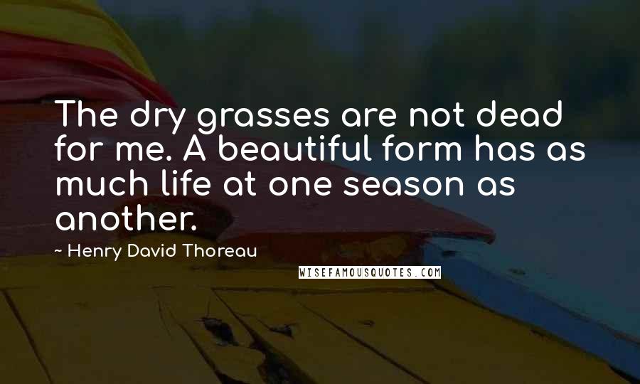 Henry David Thoreau Quotes: The dry grasses are not dead for me. A beautiful form has as much life at one season as another.