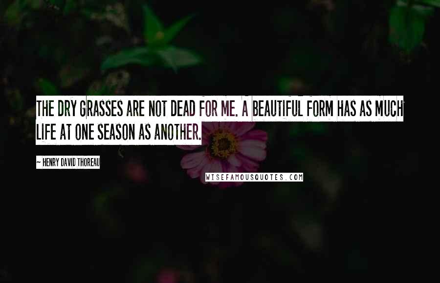 Henry David Thoreau Quotes: The dry grasses are not dead for me. A beautiful form has as much life at one season as another.