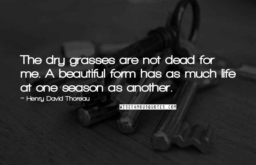 Henry David Thoreau Quotes: The dry grasses are not dead for me. A beautiful form has as much life at one season as another.