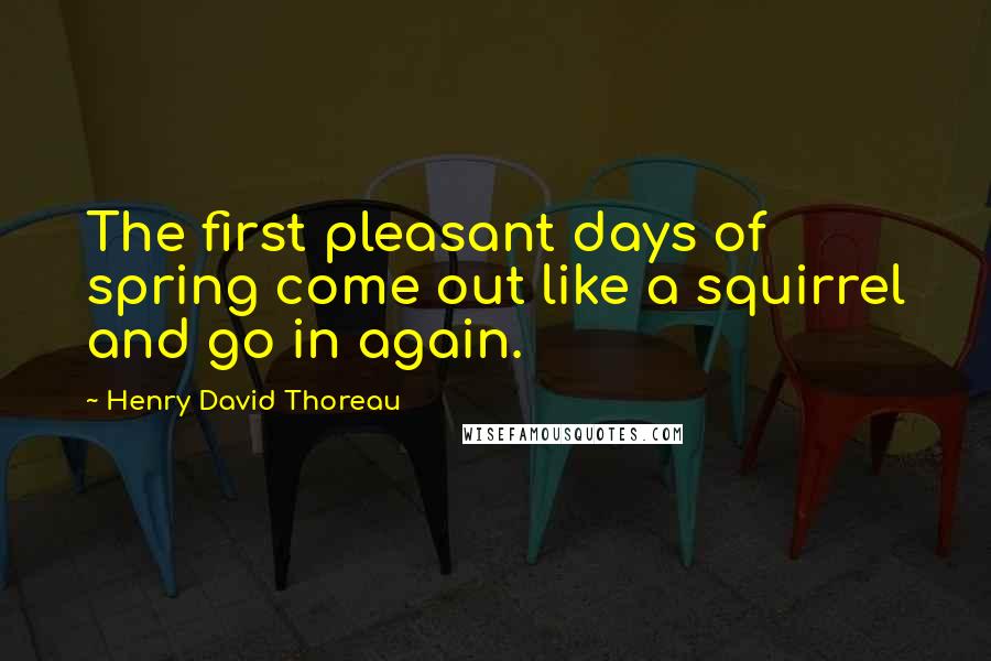 Henry David Thoreau Quotes: The first pleasant days of spring come out like a squirrel and go in again.