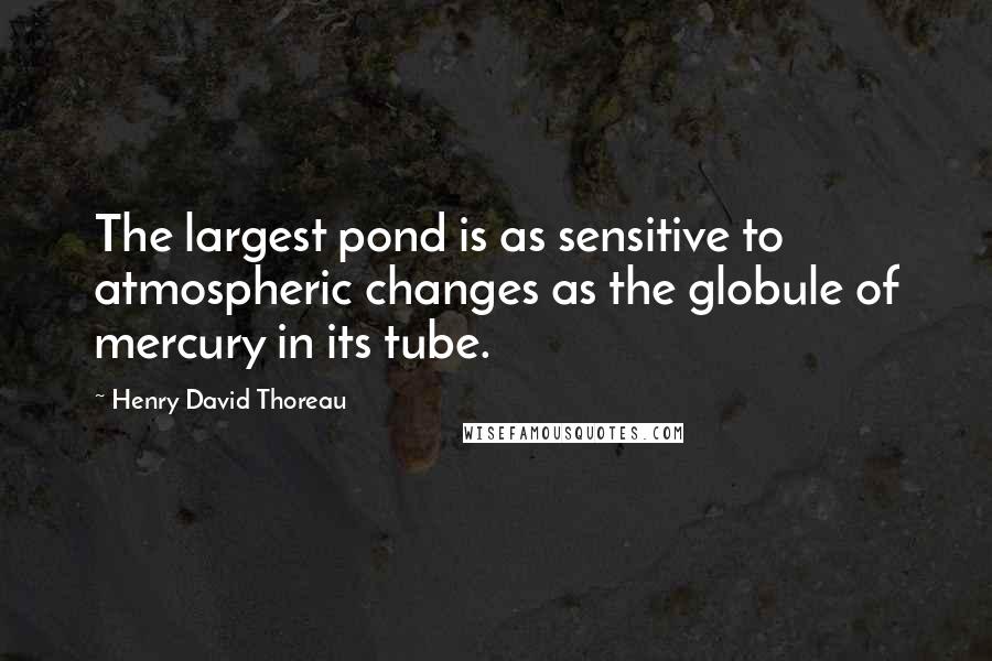 Henry David Thoreau Quotes: The largest pond is as sensitive to atmospheric changes as the globule of mercury in its tube.