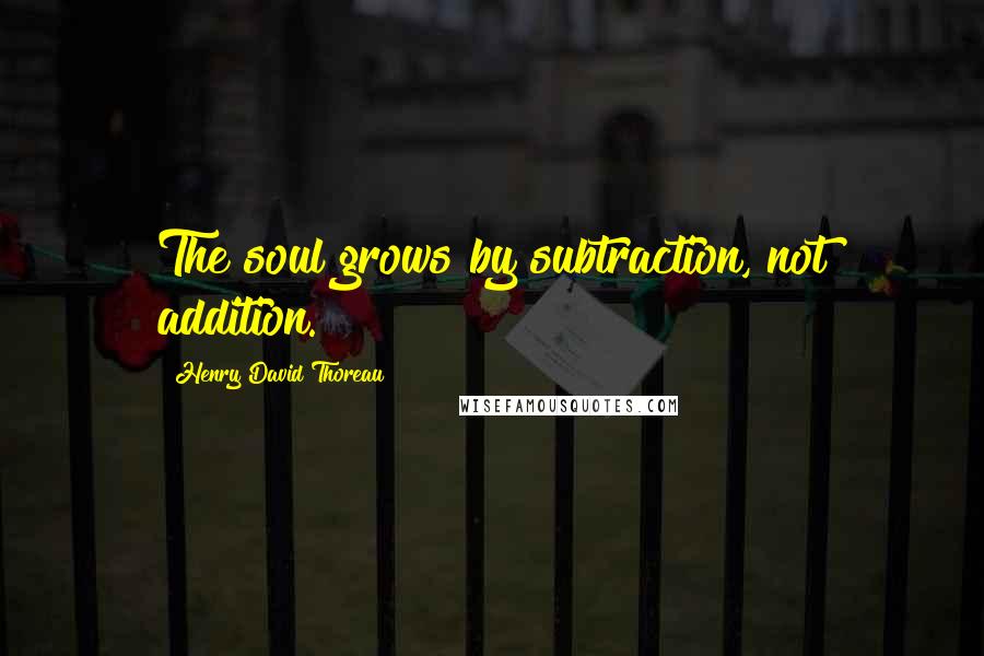 Henry David Thoreau Quotes: The soul grows by subtraction, not addition.