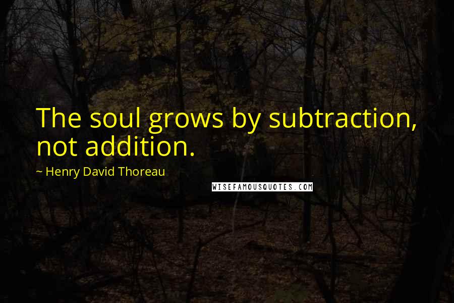 Henry David Thoreau Quotes: The soul grows by subtraction, not addition.