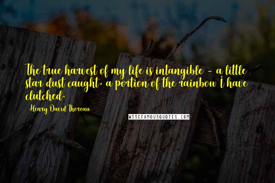 Henry David Thoreau Quotes: The true harvest of my life is intangible - a little star dust caught, a portion of the rainbow I have clutched.