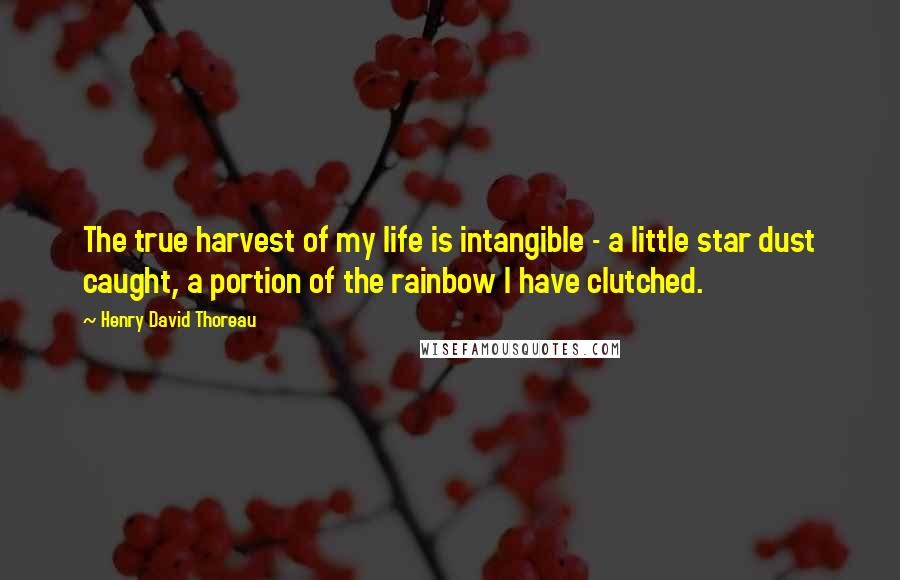 Henry David Thoreau Quotes: The true harvest of my life is intangible - a little star dust caught, a portion of the rainbow I have clutched.