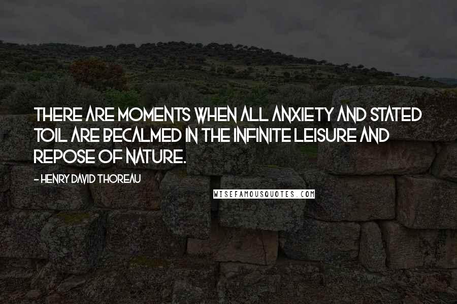 Henry David Thoreau Quotes: There are moments when all anxiety and stated toil are becalmed in the infinite leisure and repose of nature.