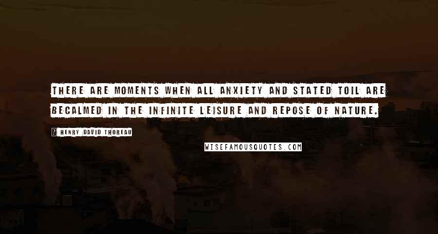 Henry David Thoreau Quotes: There are moments when all anxiety and stated toil are becalmed in the infinite leisure and repose of nature.