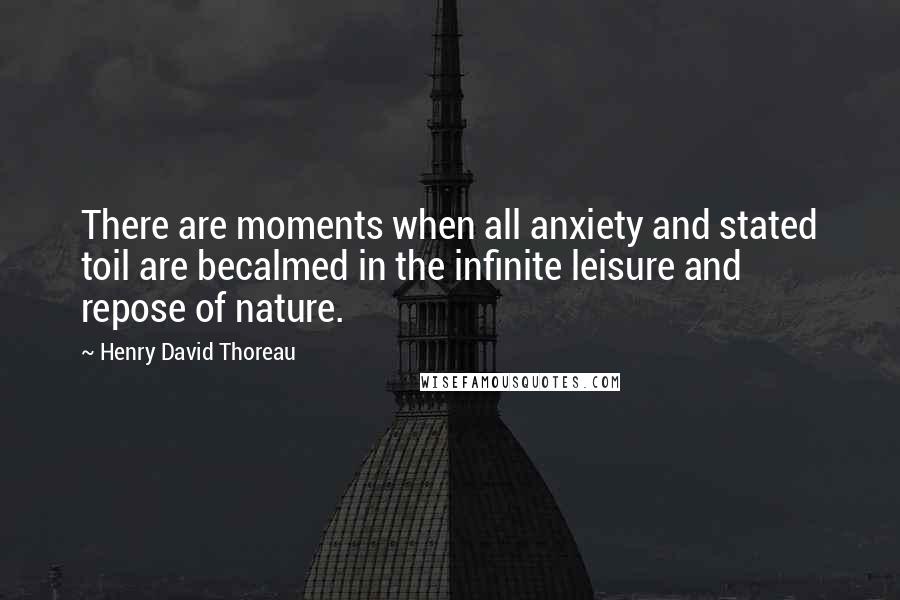 Henry David Thoreau Quotes: There are moments when all anxiety and stated toil are becalmed in the infinite leisure and repose of nature.
