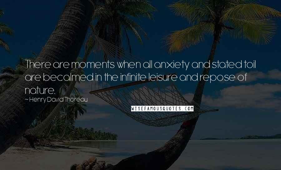 Henry David Thoreau Quotes: There are moments when all anxiety and stated toil are becalmed in the infinite leisure and repose of nature.