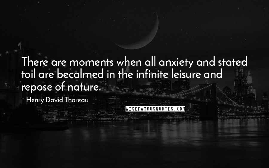 Henry David Thoreau Quotes: There are moments when all anxiety and stated toil are becalmed in the infinite leisure and repose of nature.