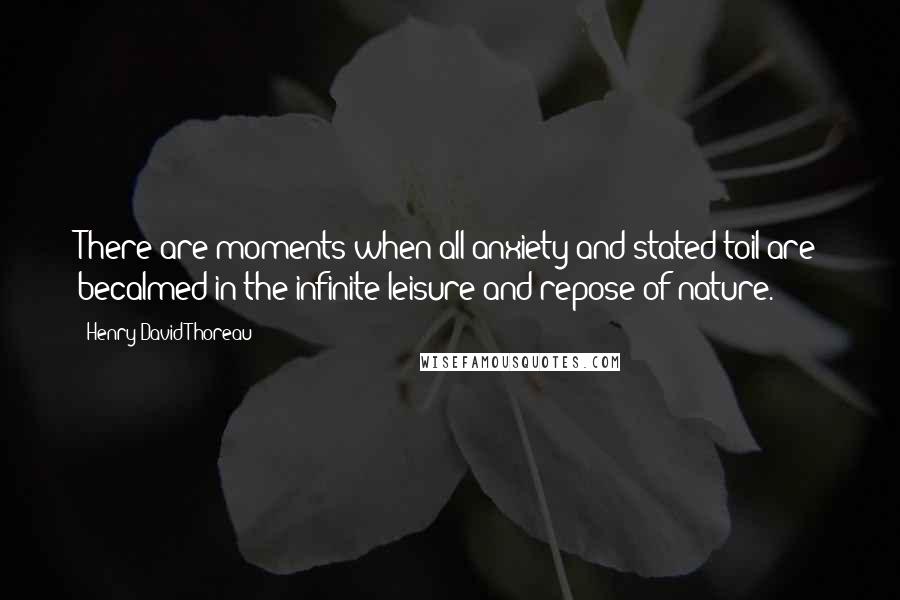 Henry David Thoreau Quotes: There are moments when all anxiety and stated toil are becalmed in the infinite leisure and repose of nature.