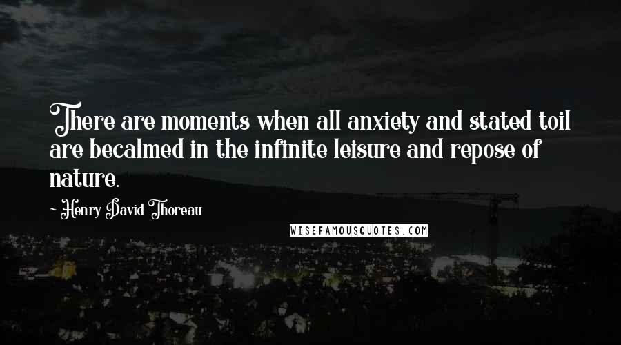 Henry David Thoreau Quotes: There are moments when all anxiety and stated toil are becalmed in the infinite leisure and repose of nature.