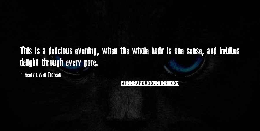 Henry David Thoreau Quotes: This is a delicious evening, when the whole body is one sense, and imbibes delight through every pore.