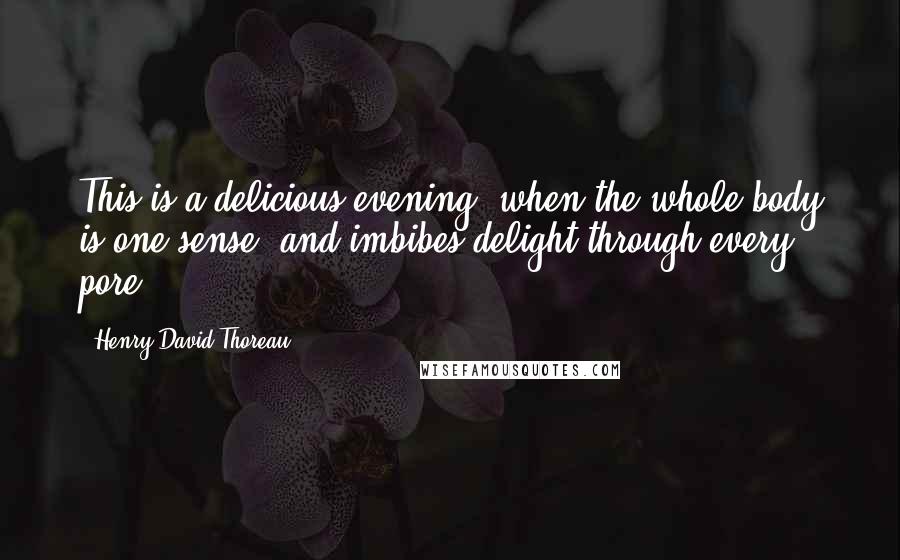 Henry David Thoreau Quotes: This is a delicious evening, when the whole body is one sense, and imbibes delight through every pore.