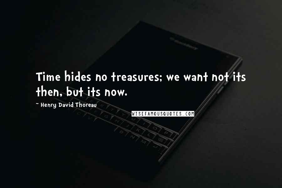 Henry David Thoreau Quotes: Time hides no treasures; we want not its then, but its now.