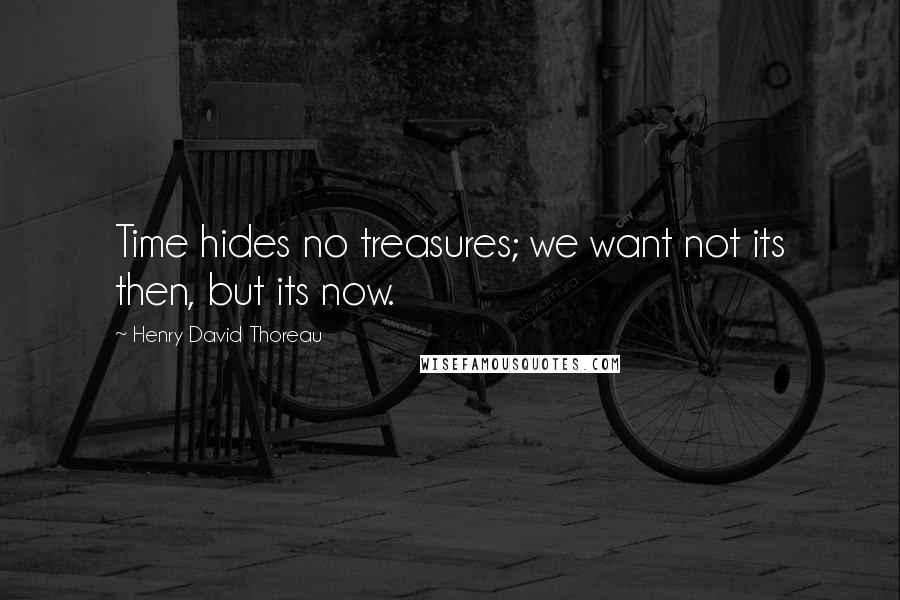 Henry David Thoreau Quotes: Time hides no treasures; we want not its then, but its now.