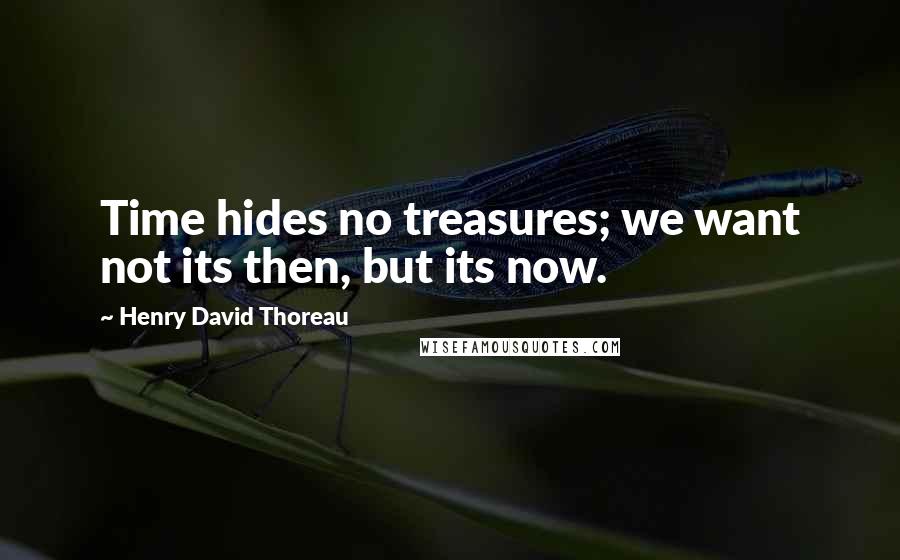 Henry David Thoreau Quotes: Time hides no treasures; we want not its then, but its now.