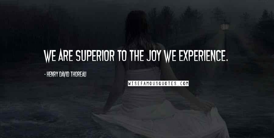 Henry David Thoreau Quotes: We are superior to the joy we experience.