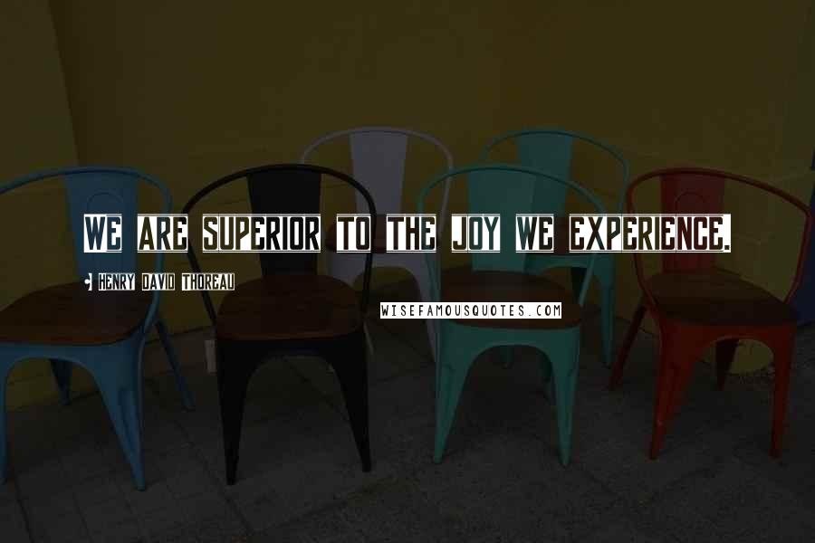 Henry David Thoreau Quotes: We are superior to the joy we experience.