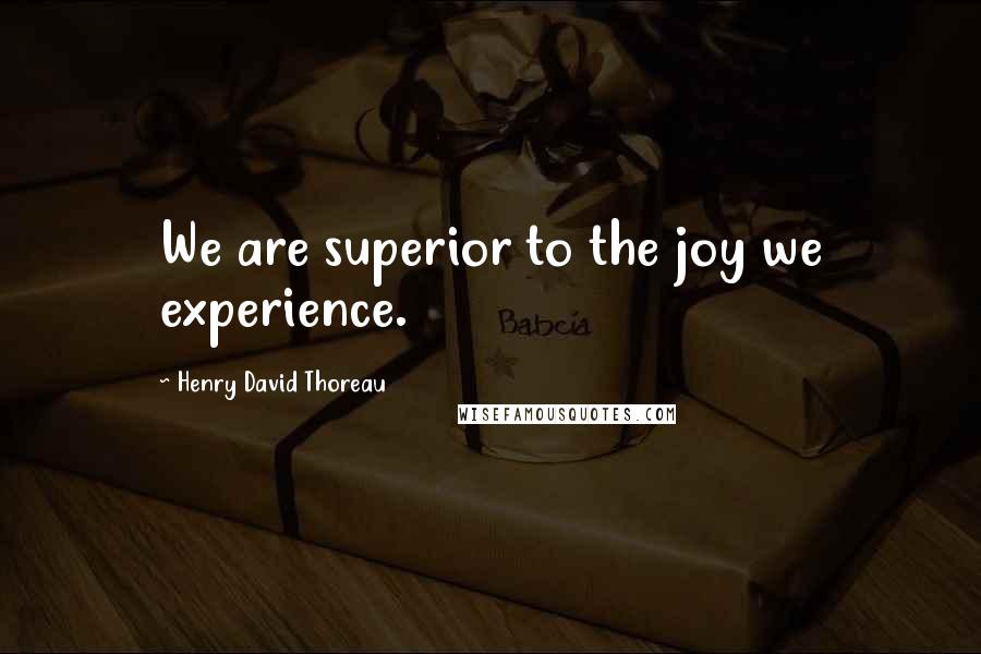 Henry David Thoreau Quotes: We are superior to the joy we experience.