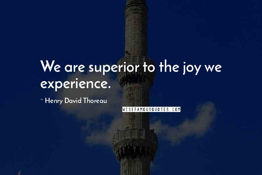 Henry David Thoreau Quotes: We are superior to the joy we experience.