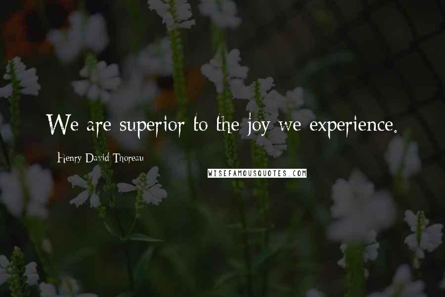 Henry David Thoreau Quotes: We are superior to the joy we experience.