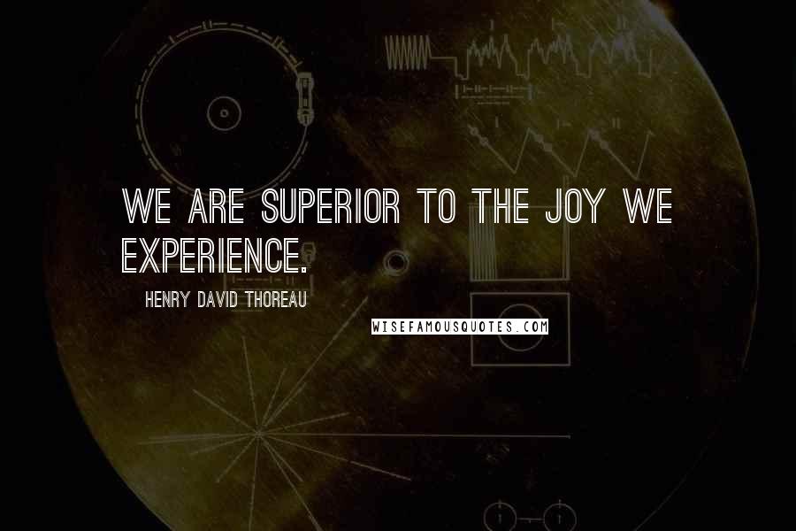 Henry David Thoreau Quotes: We are superior to the joy we experience.