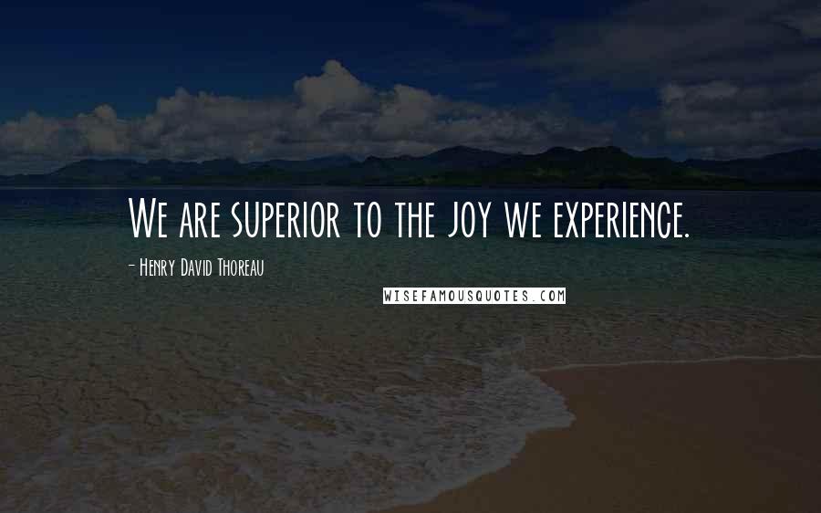 Henry David Thoreau Quotes: We are superior to the joy we experience.