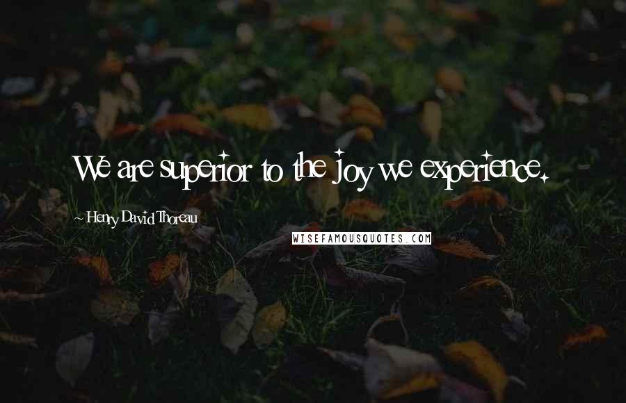 Henry David Thoreau Quotes: We are superior to the joy we experience.