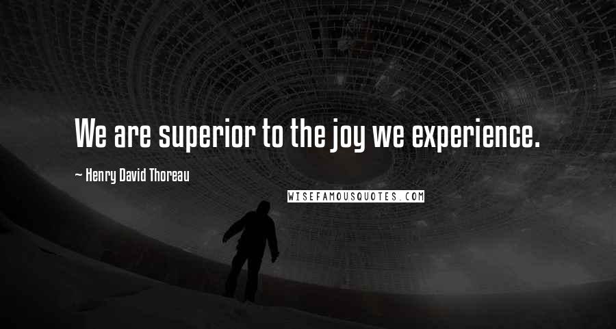 Henry David Thoreau Quotes: We are superior to the joy we experience.