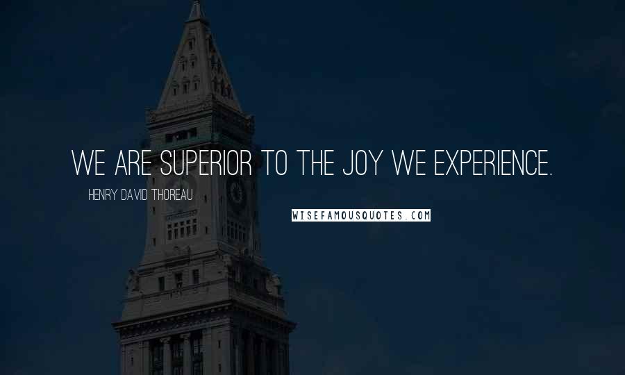 Henry David Thoreau Quotes: We are superior to the joy we experience.