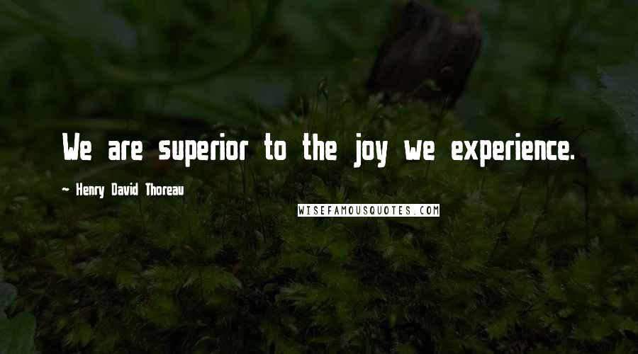 Henry David Thoreau Quotes: We are superior to the joy we experience.