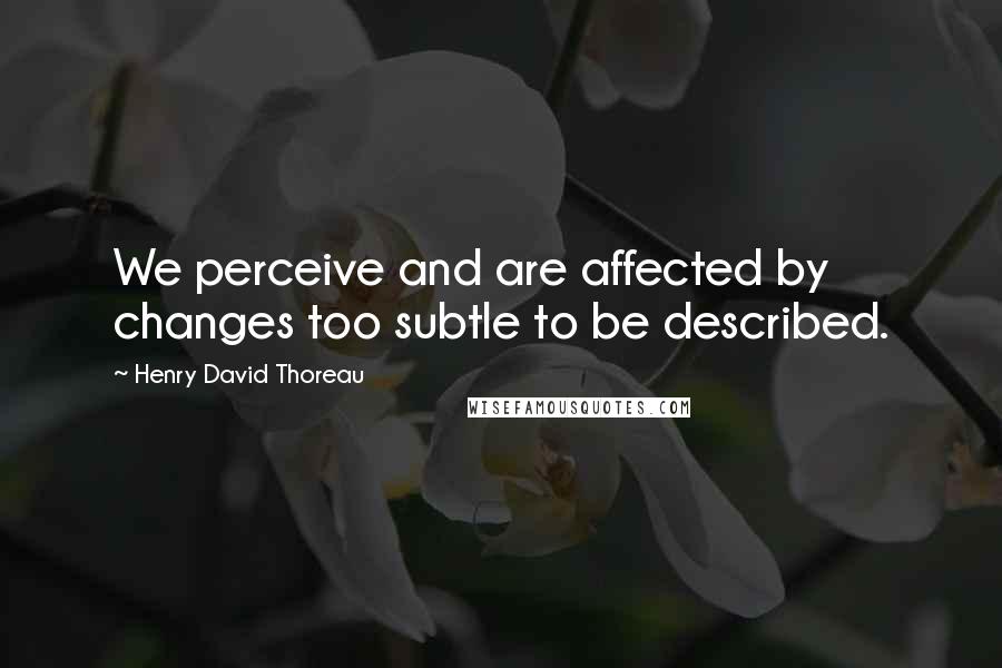 Henry David Thoreau Quotes: We perceive and are affected by changes too subtle to be described.