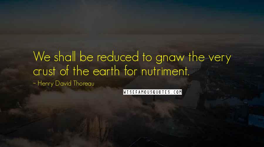 Henry David Thoreau Quotes: We shall be reduced to gnaw the very crust of the earth for nutriment.