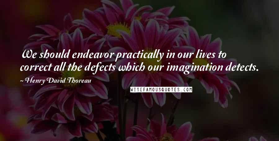 Henry David Thoreau Quotes: We should endeavor practically in our lives to correct all the defects which our imagination detects.