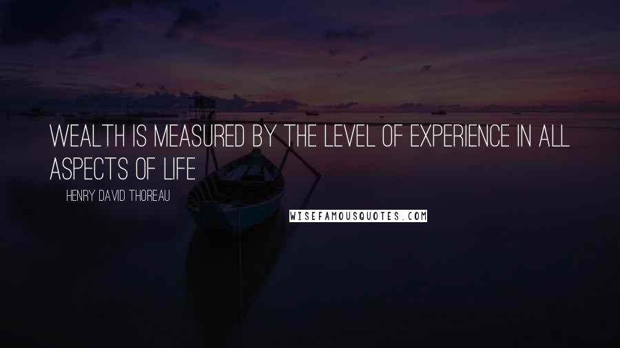 Henry David Thoreau Quotes: Wealth is measured by the level of experience in all aspects of life