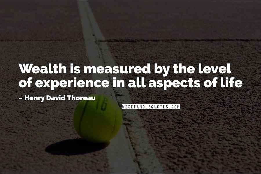 Henry David Thoreau Quotes: Wealth is measured by the level of experience in all aspects of life