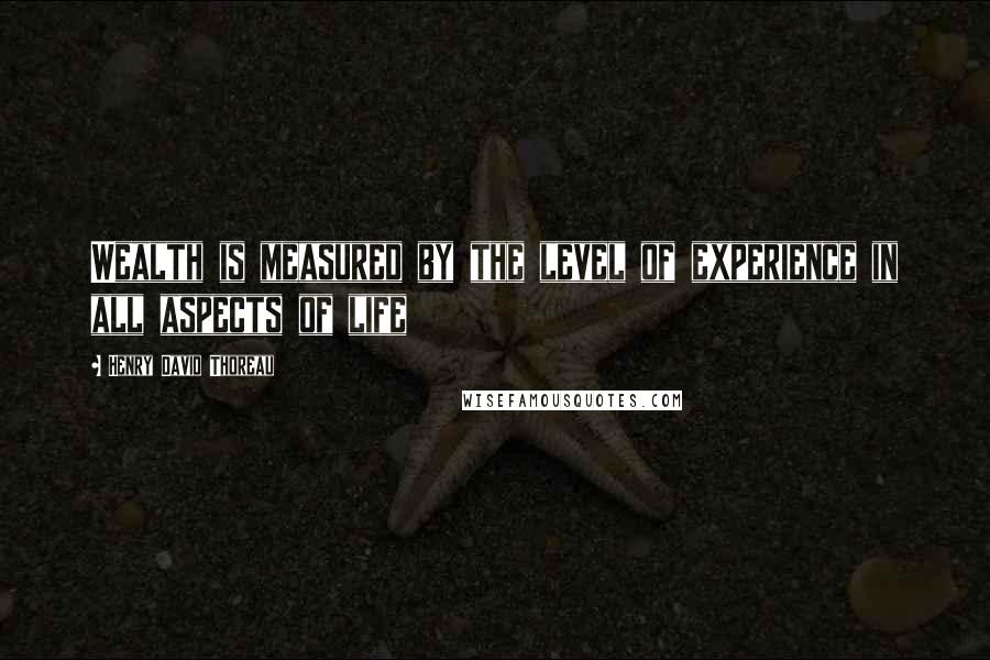 Henry David Thoreau Quotes: Wealth is measured by the level of experience in all aspects of life