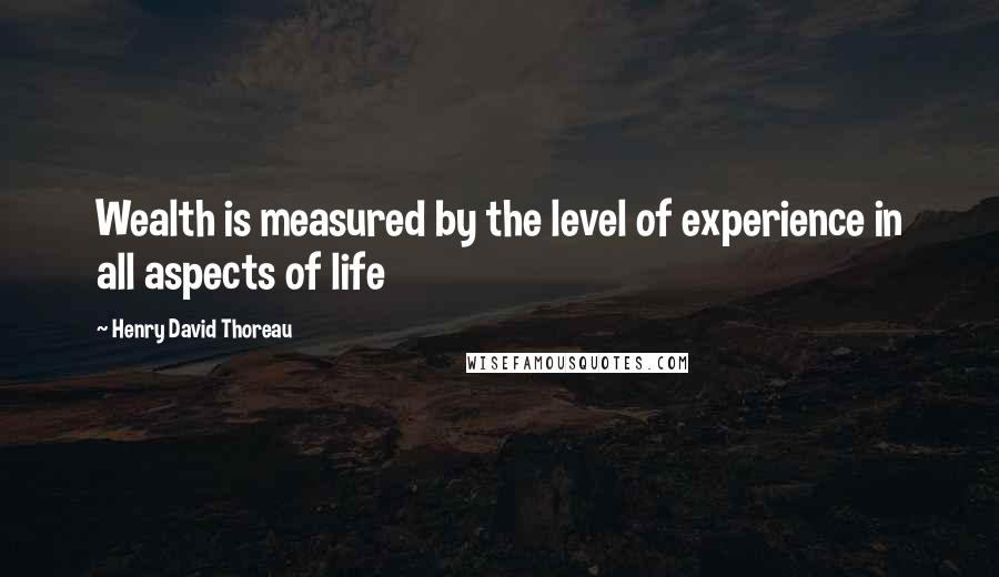 Henry David Thoreau Quotes: Wealth is measured by the level of experience in all aspects of life